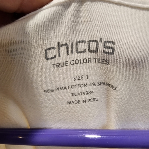 Chico's women's white 3/4  Sleeves t-shirt size 1 - Picture 3 of 6